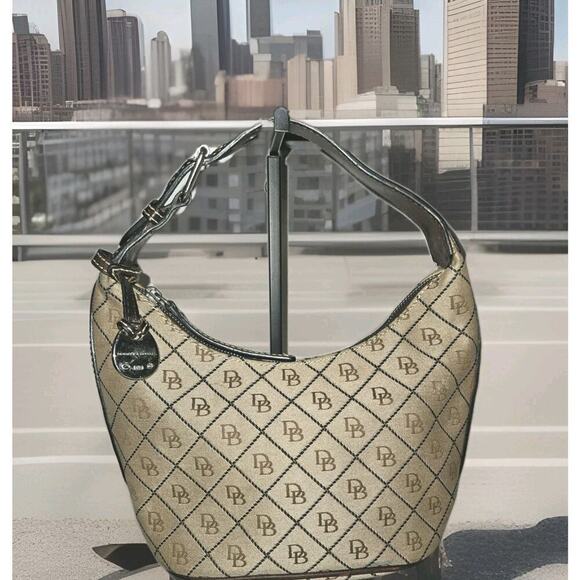 Dooney & Bourke Handbags - Dooney & Bourke Signature Diamond Jacquard Small Handbag Brown 11x8x5